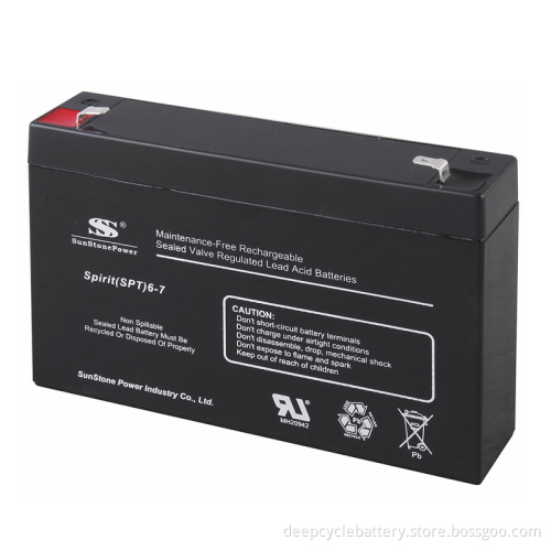 VRLA/SLA UPS Battery, Industrial Maintenance Free 6V7ah
